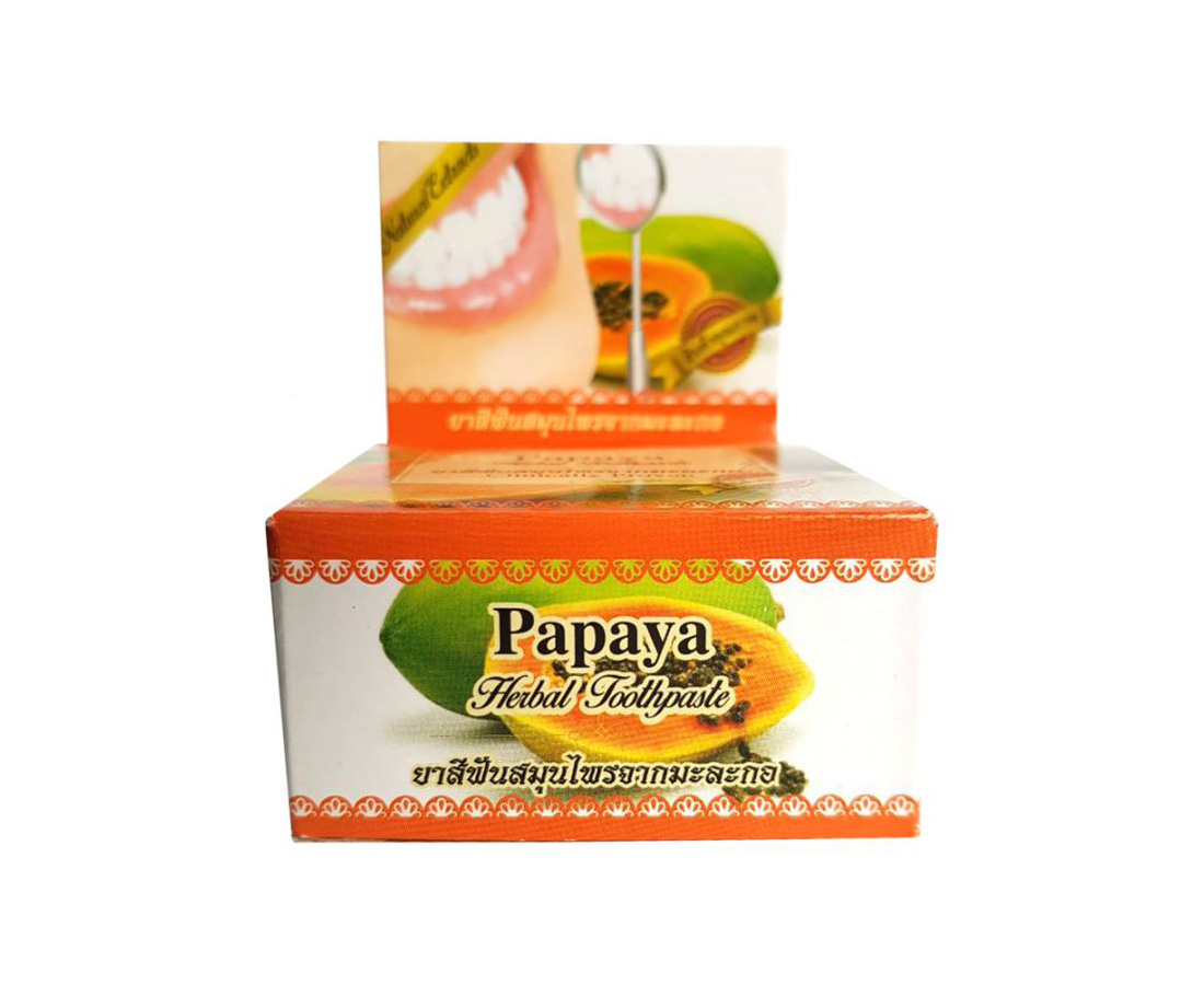 Натуральная травяная отбеливающая Тайская зубная паста с Папайей Rochjana Papaya Toothpaste купить в Москве и Московской области.