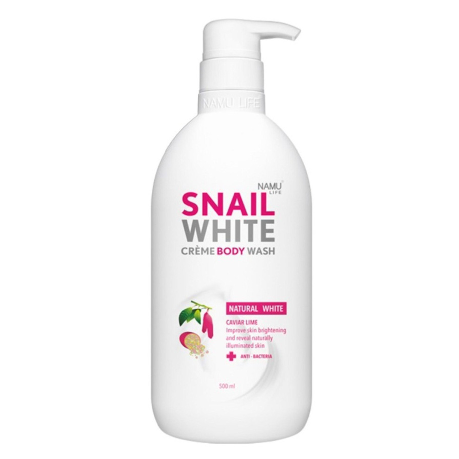 Тайский крем-гель для душа NAMU LIFE SNAIL WHITE CREME BODY WASH Natural White Caviar Lime 500 мл.
