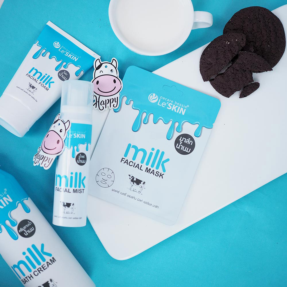 Тайская концентрированная молочная тканевая маска обогащенная коровьим молоком Le’Skin milk Facial Mask 25 мл. ТАЙЛАНД