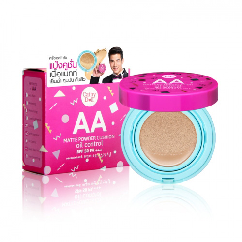 Тайский АА-кушон Cathy Doll SPF50 PA+++ с контролем жирности кожи Matte Powder Cushion оттенок #21 светлый бежевый