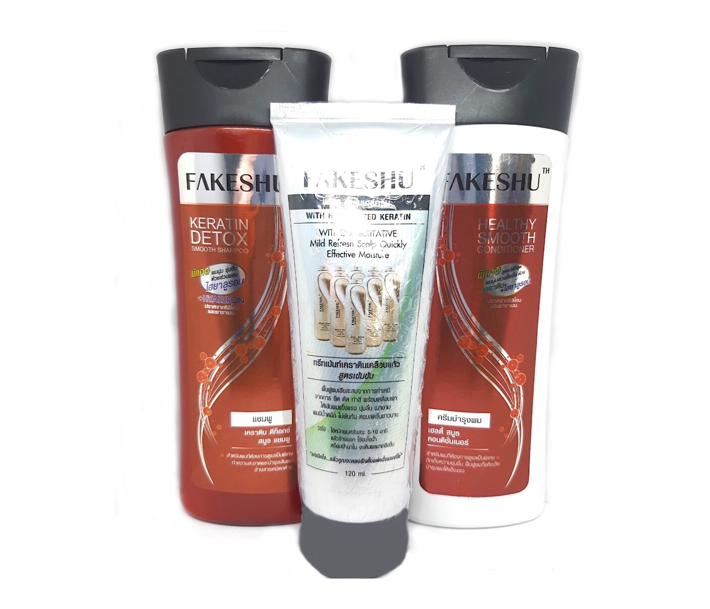 Тайский детокс набор с кератином FAKESHU кератиновый шампунь + кератиновый кондиционер + жидкий кератин