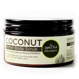 Тайский органический Кокосовый скраб - батер для тела Organic scrub - Phutawan Coconut Butter Body Scrub 240 gr. Thailand. ТАЙ